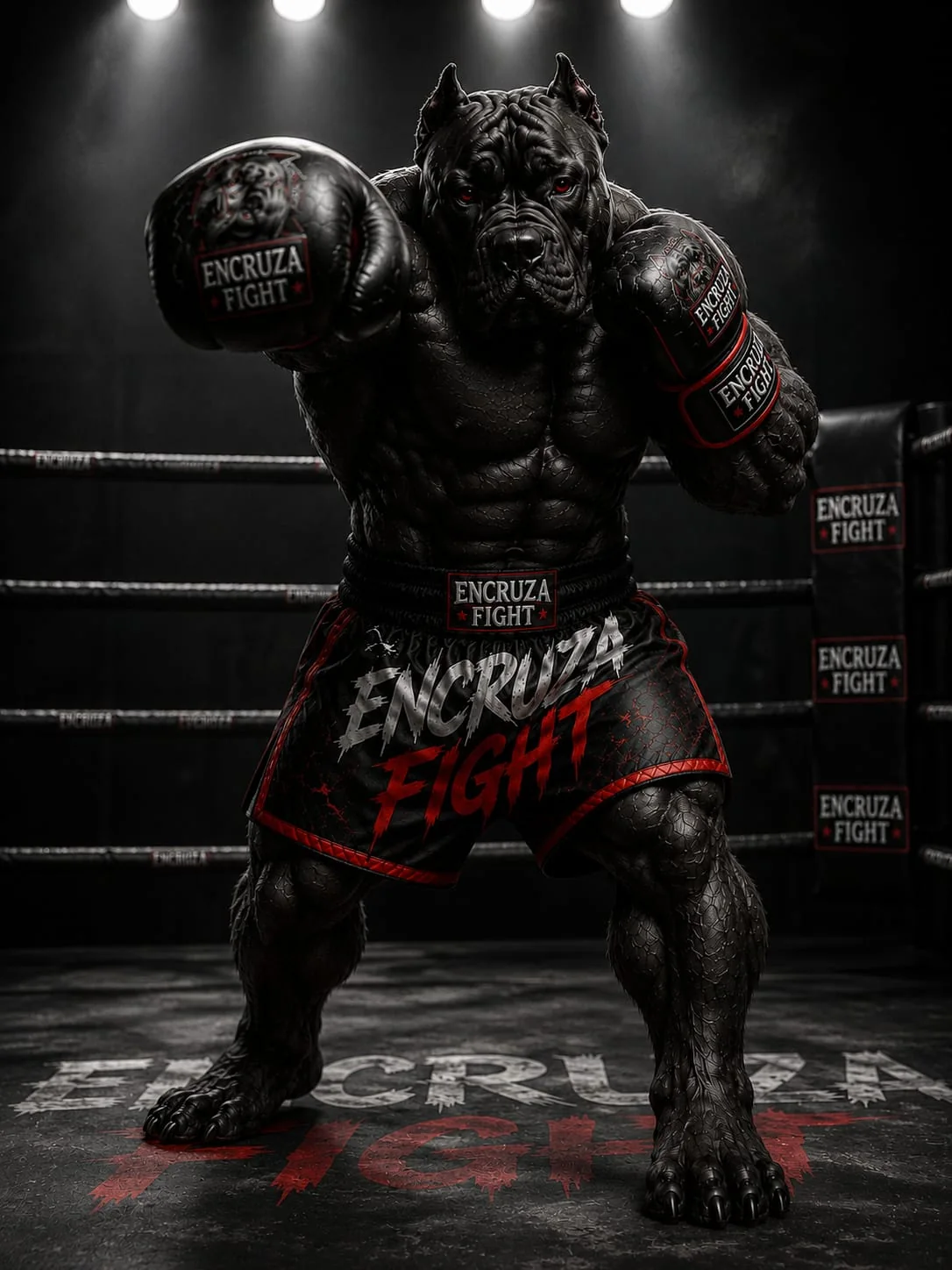 Mascote Encruza Fight representando força e foco